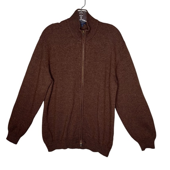 Scott Barber Wool Brown Full Zip Cardigan Sweater - Picture 1 of 6